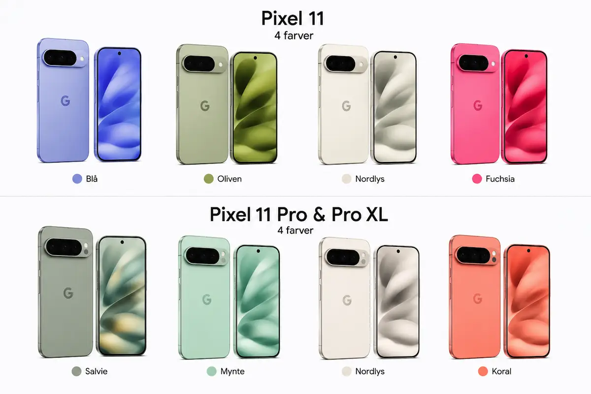 Alle Pixel 11-farver afsløret på nye renders