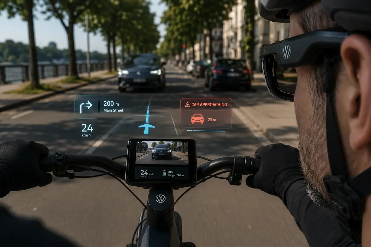 Volkswagen viser elcykel med radar, kamera og jagerpilot-briller