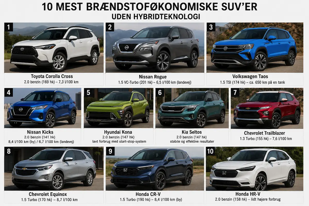 Disse 10 SUV’er kører langt på literen