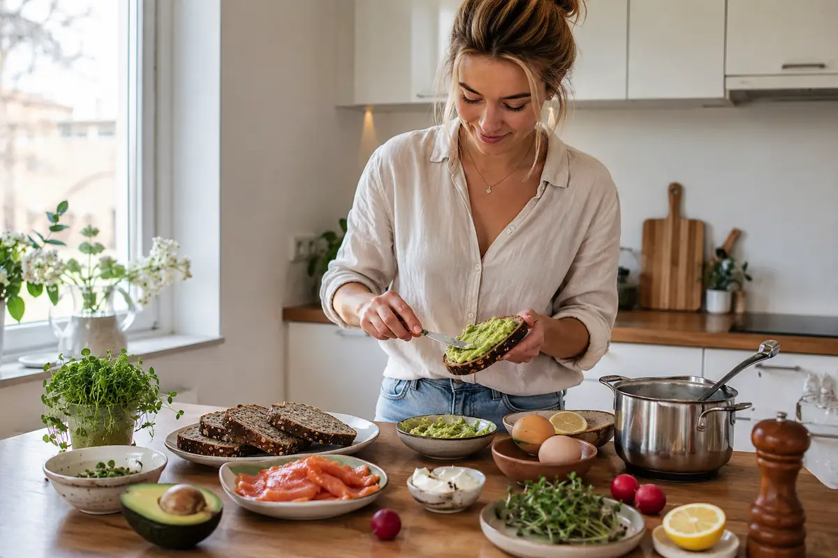 Dansk morgenmad med et twist: Smørrebrød med avocado, laks og æg